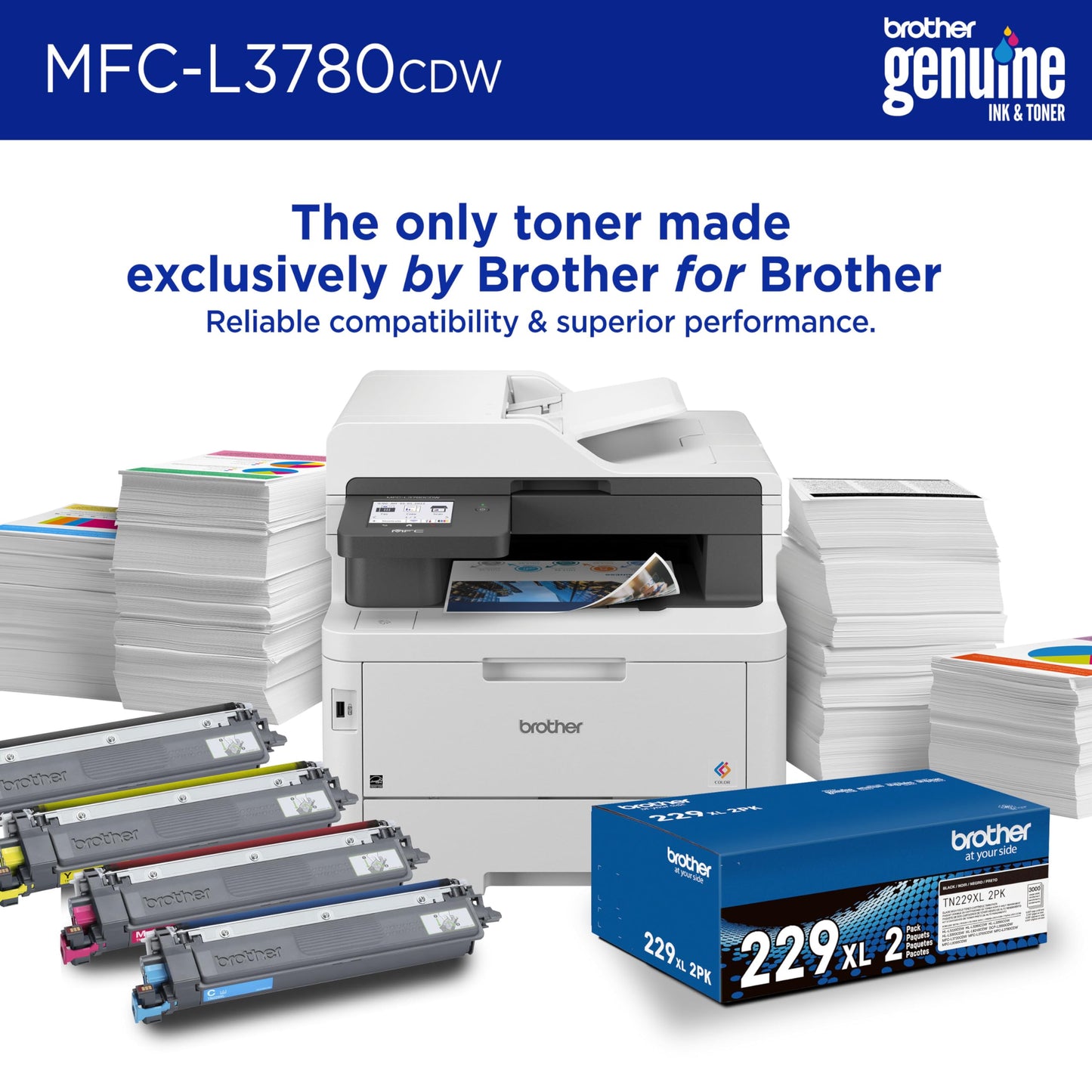 Brother MFC-L3780CDW Wireless Digital Color All-in-One Printer with Laser Quality Output, Single Pass Duplex Copy & Scan | Includes 4 Month Refresh Subscription Trial ¹ Amazon Dash Replenishment Ready