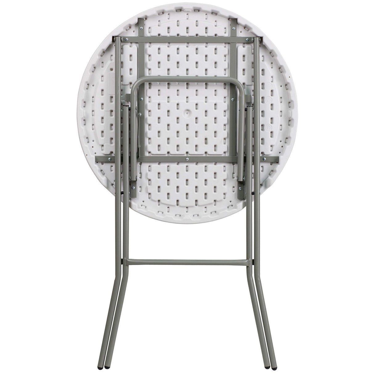 EMMA + OLIVER 2.6-Foot Round Granite White Plastic Bar Height Folding Event Table EMMA + OLIVER