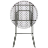 EMMA + OLIVER 2.6-Foot Round Granite White Plastic Bar Height Folding Event Table EMMA + OLIVER