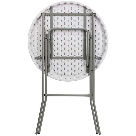 EMMA + OLIVER 2.6-Foot Round Granite White Plastic Bar Height Folding Event Table EMMA + OLIVER