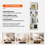 senlin Rotating Bookshelf Tower - Compact Swivel Bookcase for Kids, Corner Storage, Space-Saving Revolving Shelf,White senlin