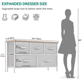 YITAHOME Dresser with 5 Drawers - Fabric Storage Tower, Organizer Unit for Bedroom, Living Room, Closets - Sturdy Steel Frame, Wooden Top YITAHOME