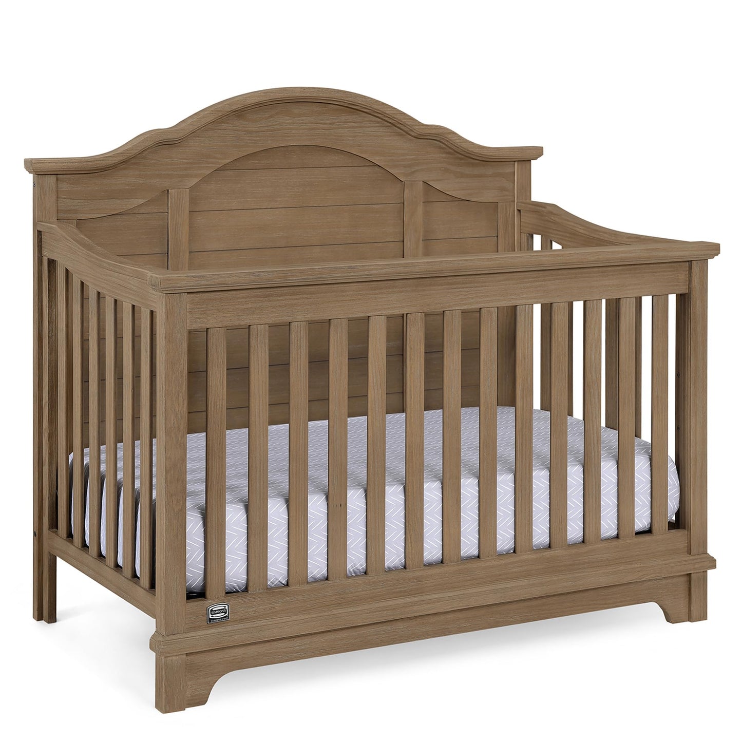 Delta Children Simmons Kids Asher 6-in-1 Convertible Crib with Toddler Rail, Aged Oak