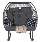 Sundale Outdoor Egg Chair, Rocking Double Egg Chair Outdoor Indoor, 2 Person Egg Loveseat Chair for Patio Balcony Porch Backyard (Grey) Sundale Outdoor