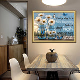 5D Diamond Art Kits for Adults,Inspirational Daisy Diamond Painting Kits for Beginners, Round Full Drill Gem Adults Paint by Diamonds DIY Crafts Home Wall Decor 12x16IN DIYDECORFUN