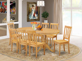 East West Furniture VAAN9-OAK-W 9 Piece Modern Dining Table Set Includes an Oval Wooden Table with Butterfly Leaf and 8 Dining Room Chairs, 40x76 Inch, Oak East West Furniture