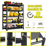 72''H Garage Storage Shelves Heavy Duty Garage Shelving Units, 3000 LBS Steel Industrial Shelving, Adjustable 5-Tier Metal Utility Shelf Organizer for Warehouse, Basement, Black (72''Hx36''Wx16''D) ErgoNova