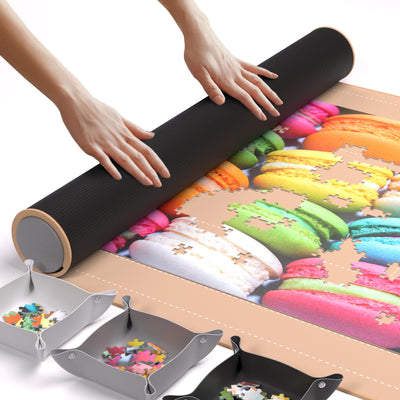The Original Newverest Jigsaw Puzzle Mat Roll Up, Rose Gold, 46” x 26” Portable Keeper Up to 1500 pieces with Non-Slip Rubber Bottom & Smooth Top + 3 Puzzle Sorting Trays & Travel-Friendly Storage Bag