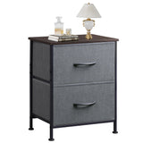 WLIVE Nightstand, 2 Drawer Dresser for Bedroom, Small Dresser with 2 Drawers, Bedside Furniture, Night Stand, End Table with Fabric Bins for Bedroom, Closet, Entryway, College Dorm, Dark Grey WLIVE