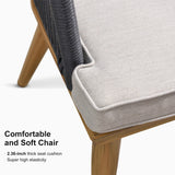 PURPLE LEAF 11 Pieces Patio Dining Set Wicker Outdoor Furniture Rectangular Table and Chairs Set for Garden Deck Teak-Finish Aluminum Frame Backyard Kitchen Set, Cushions and Pillows Included PURPLE LEAF