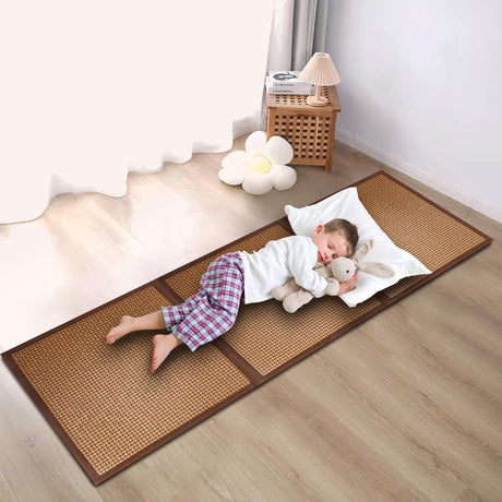 AIMECO Japanese Tatami Mat, 3PCS 2x2 Ft Rattan Futon Floor Mattress Area Rugs for Sleeping Meditation Yoga, Brown AIMECO