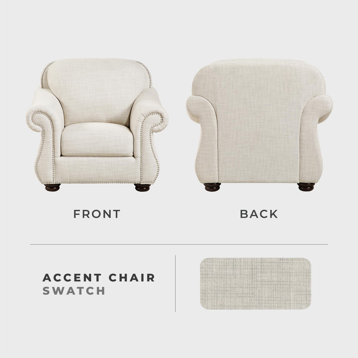 Lexicon Single Sofa Chair for Living Room Accent Chair, Textured Fabric Upholstered Armchair, Traditional Rolled Arm Chair, Comfy Chair for Bedroom/Office/Waiting Room, Beige Lexicon