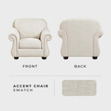 Lexicon Single Sofa Chair for Living Room Accent Chair, Textured Fabric Upholstered Armchair, Traditional Rolled Arm Chair, Comfy Chair for Bedroom/Office/Waiting Room, Beige Lexicon