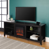 Walker Edison Wren Classic 4 Cubby Fireplace TV Stand for TVs up to 80 Inches, 70 Inch, Black Walker Edison