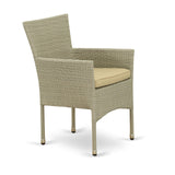 East West Furniture OSBK7-03A Oslo 7 Piece Patio Furniture Wicker Outdoor Set Includes a Rectangle Dining Table with Glass Top and 6 Backyard Armchair with Cushion, 36x60 Inch East West Furniture