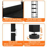 Furnulem 4-Tier Corner Shelf, Bookshelf with 2 Storage Drawers, 57.28”Tall Narrow Bookcase, Standing Shelf Organizer Unit for Living Room, Bedroom, Metal Frame, Wood Display Shelf Furnulem