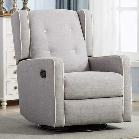 CANMOV Swivel Rocker Recliner Chair, Nursery Glider Chair, Nursery Rocking Chairs, Manual Reclining Chair, Grey CANMOV