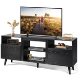 WLIVE TV Stand for 65 Inch TV, 58 inch Entertainment Center with 2 Storage Cabinets, Media Console for Living Room, Bedroom and Office, Black WLIVE
