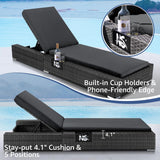 NICESOUL 11 Piece Outdoor Furniture Set with Fire Pit Table Natural Gas/Propane, 29.3'' High Back Comfy Patio Sectionals w/Chaise Lounger, Modern Large Deep Rattan Sofa Set for Garden Backyard, Gray NICESOUL