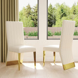 AUZ 9 Piece Dining Room Table Set with Chairs, Luxury White and Gold Dining Room Table Set for 8, 78 inch Rectangular Dining Table Set with 8 White Leather Dining Chairs AUZ