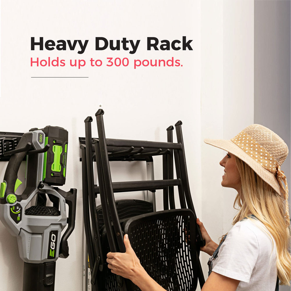 TIDYME Garage Tool Organizer Wall Mount - Sturdy Storage Rack with Adjustable Hooks, Anti-Rust Panel - Easy Installation, 300lbs Capacity - Garden Tool Organizer for Garage (03 Racks & 06 Hooks) TIDYME