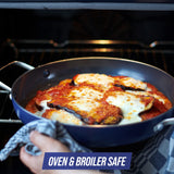 Blue Diamond 11" Grill Genie Pan, Diamond Infused Ceramic Nonstick with Lid, PFOA and PFAS-Free, Dishwasher & Oven Safe, Durable Cookware for Indoor Grilling, Searing, Versatile Cooking, Blue Blue Diamond