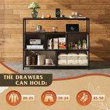 WLIVE 5 Drawer Dresser TV Stand for 45 Inch TV, Entertainment Center with Open Shelf and Power Outlet, Chest of Drawers for Bedroom, Living Room, Closet, Dark Grey WLIVE