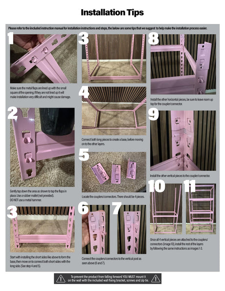 5 Tier Adjustable Steel Powder Coated Rack Storage Shelving with Engineered Wood Shelves. for Indoor Storage in garages, basements, Kitchens, etc. (Pink) 11.8" D x 27.5" W x 59.5" H Generic