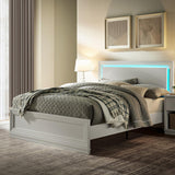 Cherytika Queen Wood Bed Frame with Headboard and Footboard, Farmhouse Queen Bed with RGB LED Light, Wood Slats Support, Noise-Free, Sturdy Structure, Easy Assembly, White Cherytika
