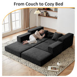 Modular Sectional Loveseat Cloud Sofa, Boneless Couch with Non Slip Base, Modern Sleeper Sofa for Customizable Living Spaces, Cozy Modular Couch with L-Shape Chaise, Deep Seat & No Assembly, Black CozyMine