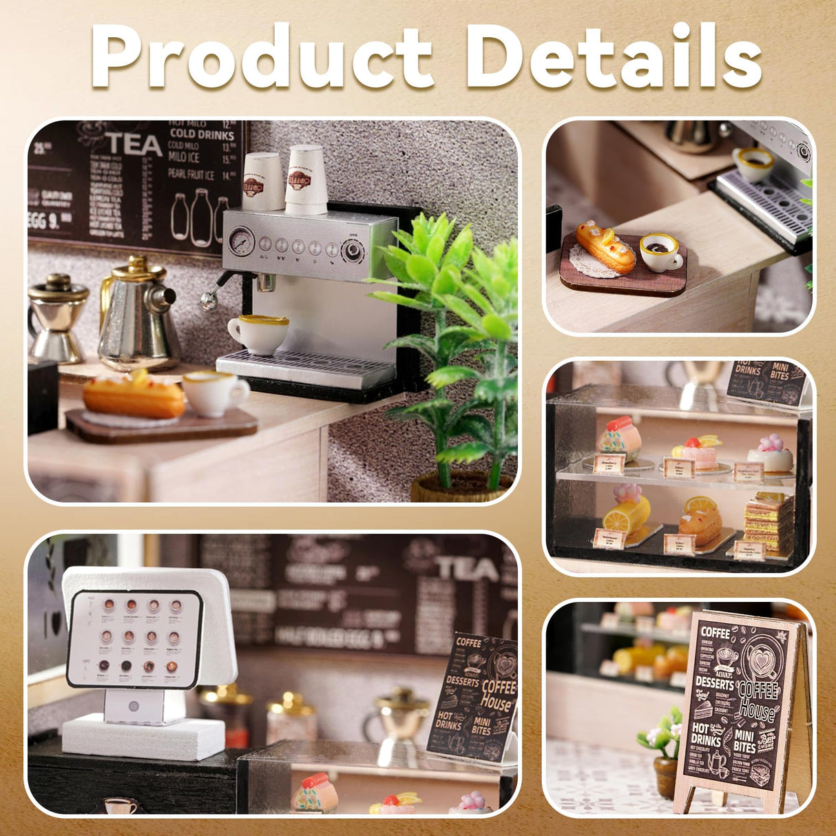 Flever Dollhouse Miniature DIY House Kit Creative Room with Furniture for Romantic Valentine's Gift (Leisurely Coffee Shop) Flever