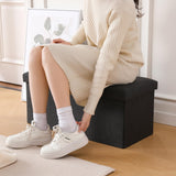 CUYOCA Storage Ottoman Bench Foldable Seat Footrest Shoe Bench End of Bed Storage with Flipping Lid, 75L Storage Space, 30 inches Linen Fabric Black CUYOCA