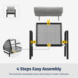 EAST OAK 4-Piece Patio Furniture Set with Thick Cushions, 2025 Coast Patio Conversation Set,4 Seats Waterproof Outdoor Patio Set with Rattan Armrests, Loveseat and Coffee Table for Backyard, Grey EAST OAK