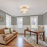 Rpzloila Crystal Ceiling Light Fixture, Modern Semi Flush Mount Ceiling Light,Crystal Chandelier for Kitchen Bedroom Bathroom Entryway Nickel Finish (Bulb not Included) Rpzloila