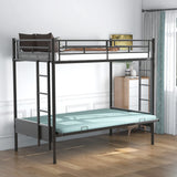 Twin Over Futon Bunk Bed, Metal Bunk Bed Convertible Couch and Bed, Metal Frame and 2 Ladder for Kids Teens Adults, Twin Over Full Bunk Beds, No Box Spring Needed Anwick