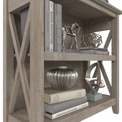 Bush Business Furniture Key West Compact 2 Shelf Bookcase in Washed Gray - WoodArtSupply