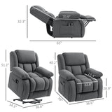 HOMCOM Power Lift Recliner Chair for Elderly with Vibration Massage and Heat, Overstuffed Fabric Lift Chair Sofa with Remote Control, USB Port, Side Pockets, Pocket Spring, Gray HOMCOM