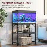 MAHANCRIS 20 Gallon Fish Tank Stand, Aquarium Stand with 2-Tier Storage Shelves, Heavy Duty Breeder Turtle Terrarium Stand Rack for Home Office, 24.0" L x 11.8" W x 24.4" H, Black FTBK2001 MAHANCRIS