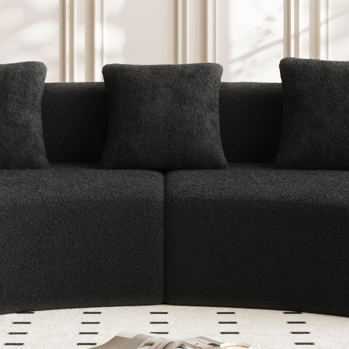 RAVADOEN 109" Curved Couch, Raindrop Velvet Fabric Modern 5 Seater Curved Shaped Sectional Sofa for Living Room, Bedroom, Office, No Assembly RAVADOEN