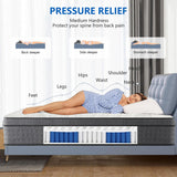 Queen Mattress 14 inch, Medium Firm Hybrid Mattresses with Cooling Gel Memory Foam, Queen Mattress in a Box, Independent Spring for Motion Isolation, Pressure Relief & Upgraded Support, CertiPUR-US Pamag pieeoo