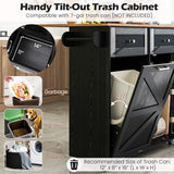 Giantex Kitchen Island Cart with Hidden Tilt Out Trash Can Cabinet, Drop Leaf, 2 Drawers, Towel Rack, Rolling Mobile Breakfast Bar Table, Wood Kitchen Storage Cart on Wheels (Black & Natural) Giantex