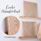SnugLife 2 Pcs Wood Mountain Wall Art - Modern Wooden Panel Mountain Wall Decor, Decorative Forest Nature Abstract Line Minimalist Wall Art for Living Room Bedroom Farmhouse - Large 23.5”x23.5” SnugLife