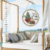 VAIIEYO Christmas Diamond Art Hanging Ornament, Train Diamond Painting Suncatchers Window Hanging Kit with Chain, 7.5x7.5 inch Crystal Pendant Art Craft for Gift Home Wall Front Door Decoration VAIIEYO