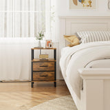 TUTOTAK End Table with Charging Station, Side Table with 2 USB Ports and Outlets, Nightstand with Cloth Drawer, Set of 2, Couch Table, Brown TB01BB067 TUTOTAK