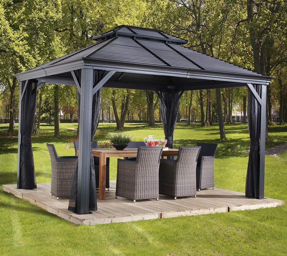 Sojag Outdoor 12' x 16' Mykonos Double Roof Hardtop Gazebo Outdoor Sun Shelter - WoodArtSupply