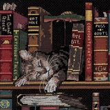 Dimensions 'Frederick the Literate' Snoozing Cat Counted Cross Stitch Kit, 14 Count Black Aida, 12" x 11" Dimensions