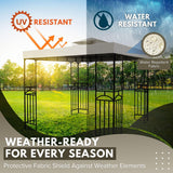 Flexzion 8'x8' Gazebo Top Canopy Replacement Cover (Ivory) - Dual Tier with Plain Edge Polyester UV30 Protection Water Resistant for Outdoor Garden Patio Lawn Sun Shade Flexzion