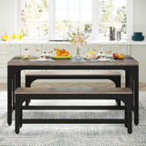 Tribesigns 55 Inch Dining Table Set for 4-6, 3-Piece Kitchen Table with 2 Benches, Space-Saving Dining Room Table Set for Home Kitchen, Restaurant, Grey Tribesigns