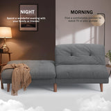 Flamaker Futon Sofa Bed Fabric Couch Adjustable Sleeper Sofa Bed for Small Apartment Modern Convertible Futon Set, Gray Flamaker