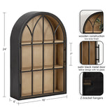 Kate and Laurel Megara Decorative Wooden Hanging Arched Wall Cabinet with Door for Open Storage; 16 x 6 x 24; Black and Natural Wood; Wooden Floating Wall Bathroom Cabinet for Above Toilet Storage Kate and Laurel